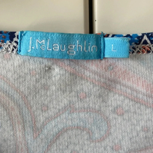 J. McLaughlin Catalina Cloth Top Women's L 3/4 Sleeve Crewneck Paisley USA EUC - Picture 3 of 6